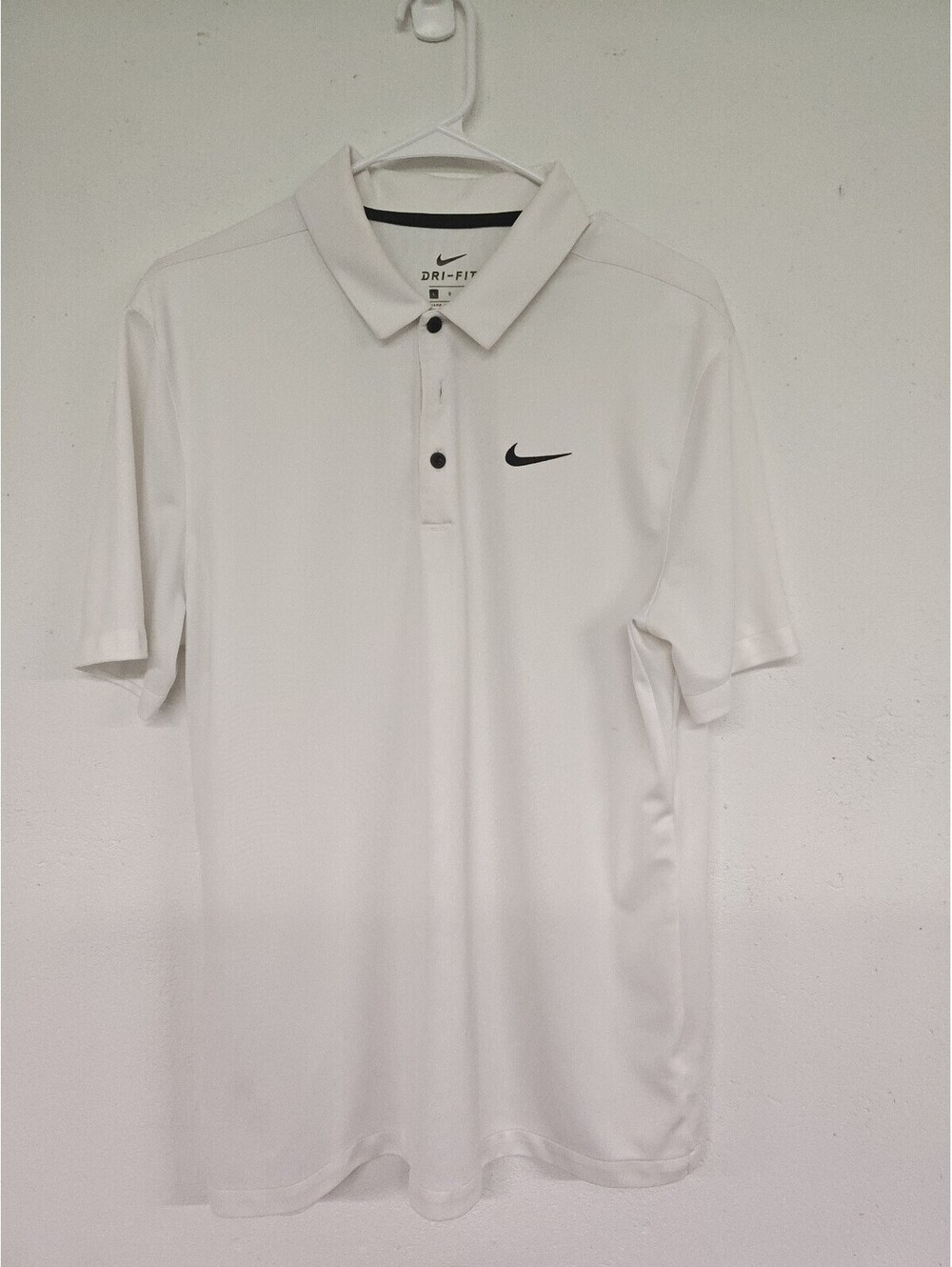 Nike Dri-FIT Golf Polo Shirt Men’s Large White Black Swoosh Performance